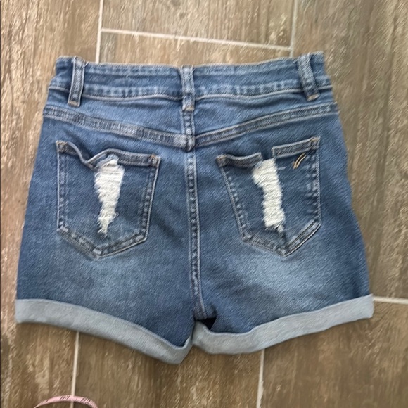 William Rast Blue Distressed Jean Shorts - Picture 3 of 9